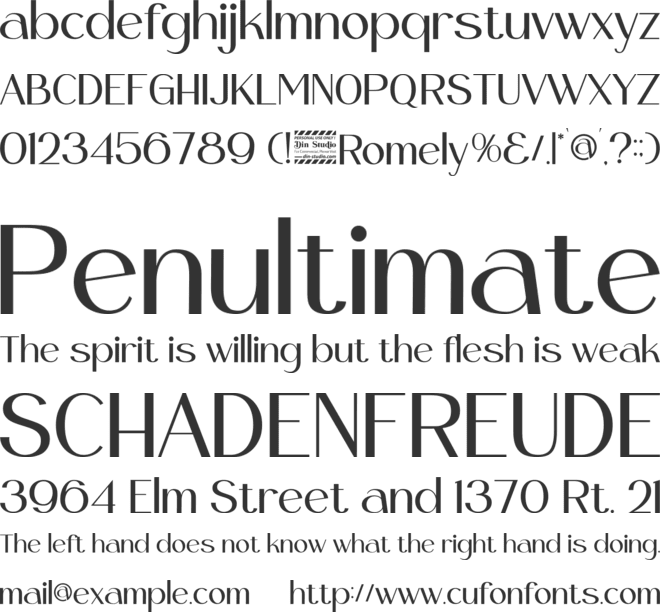 Romely Personal Use Only font preview