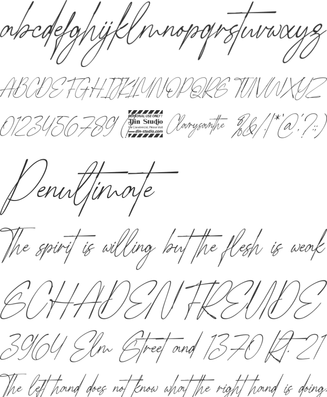 Clarysanthe Personal Use Only font preview