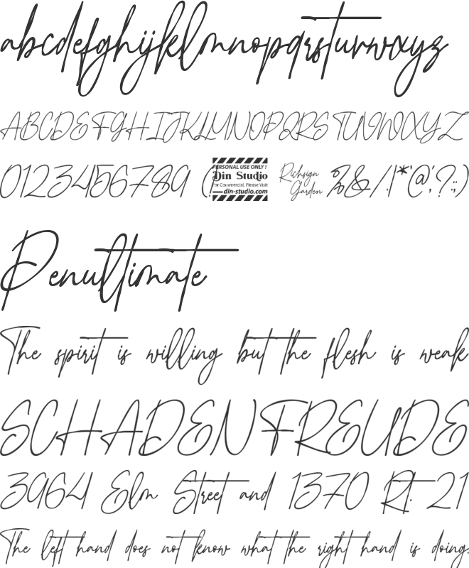 Richsign Garden Personal Use On font preview