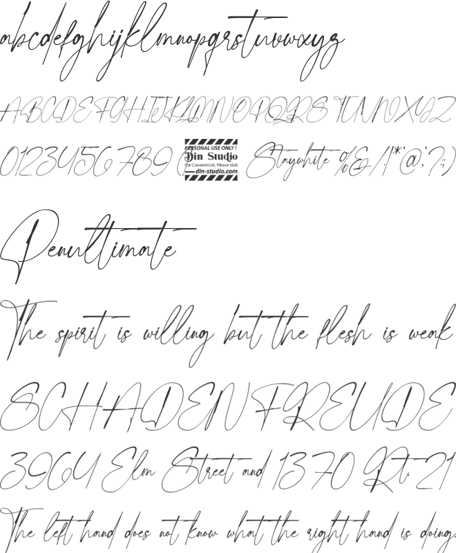 Staywhite Personal Use Only font preview