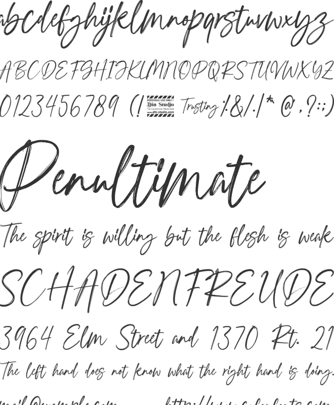 Trusting Personal Use Only font preview