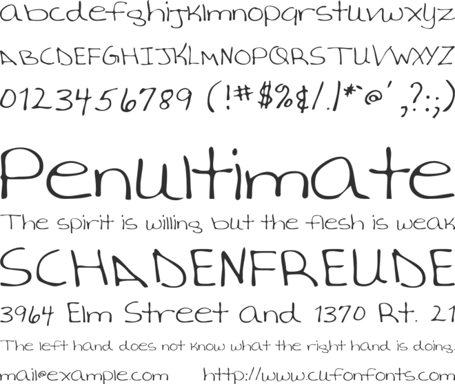 AverysHand font preview