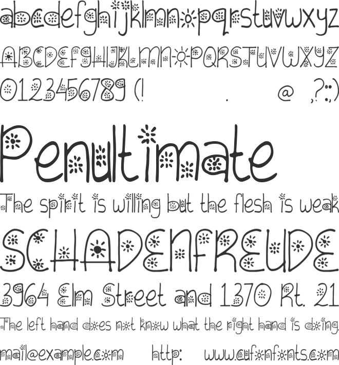 Sunrices font preview