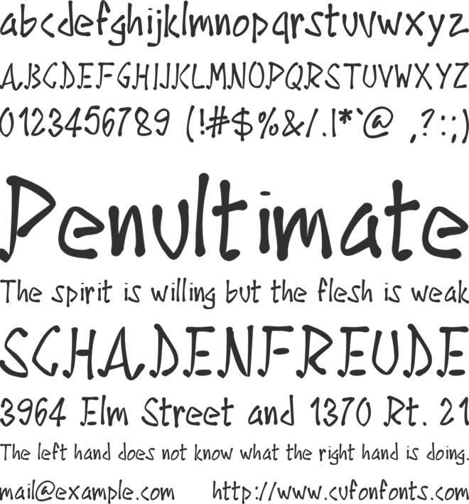 PWCartoonMarker font preview