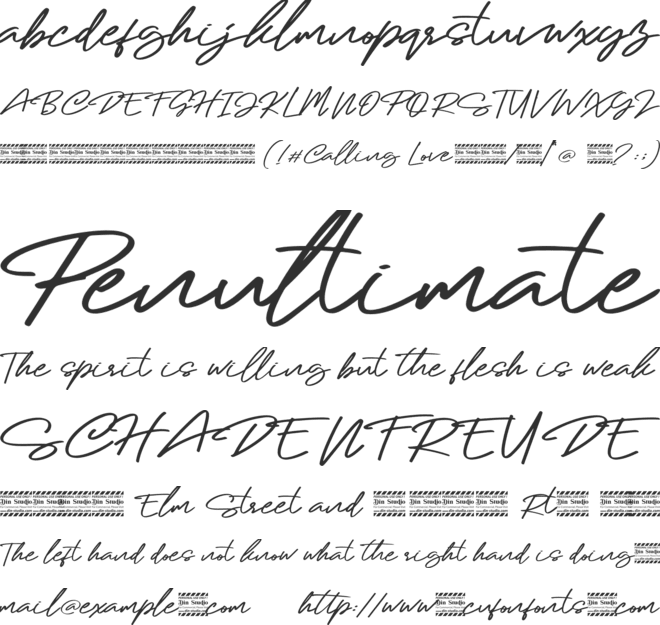 Calling Loves font preview