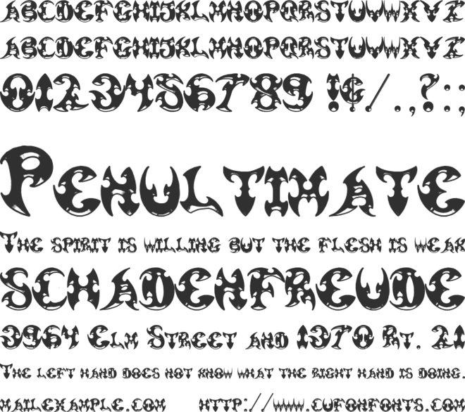 Pauls 3-D Tribal font preview