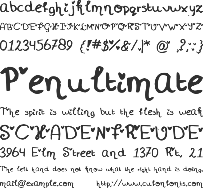 MiniHeartFont font preview