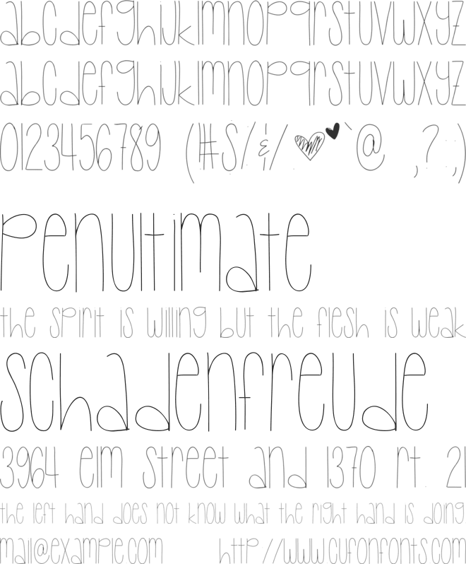 Baby Lexi Skinny font preview