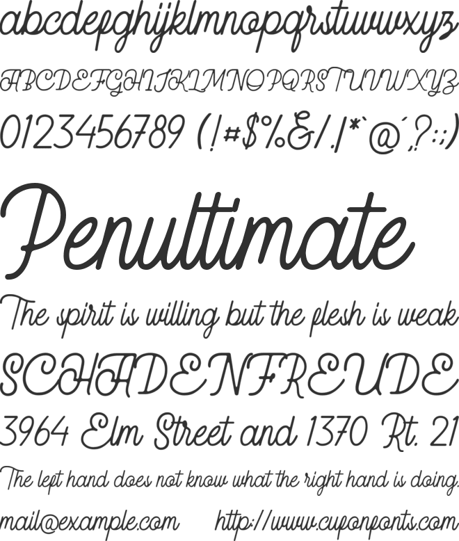 Handley FREE PERSONAL font preview