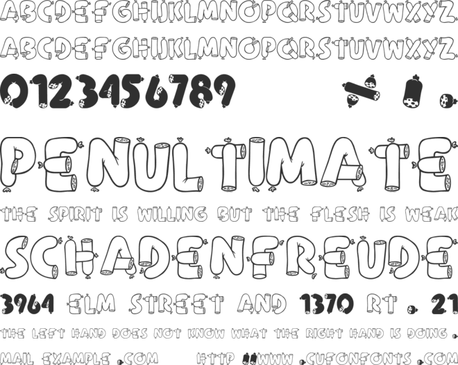 Alpha Sausage font preview