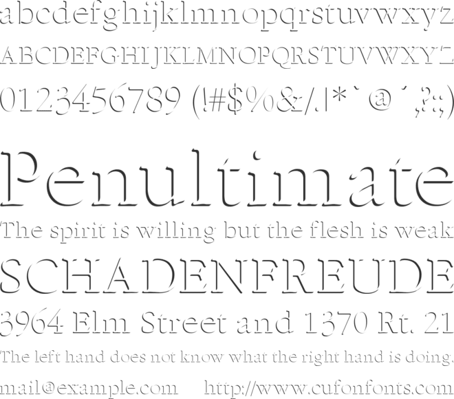 TR Emboss font preview
