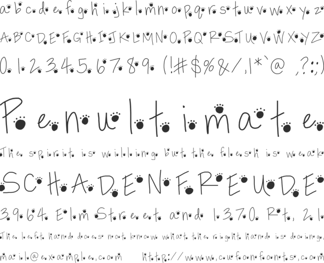 PawPrints font preview