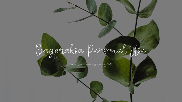 Bageraksa Personal Use Font