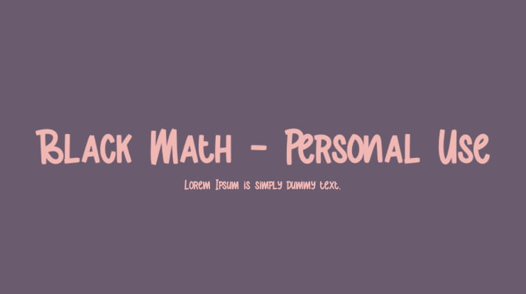 Black Math - Personal Use Font