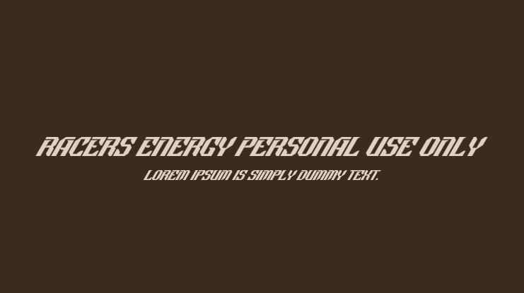 Racers Energy Personal Use Only Font